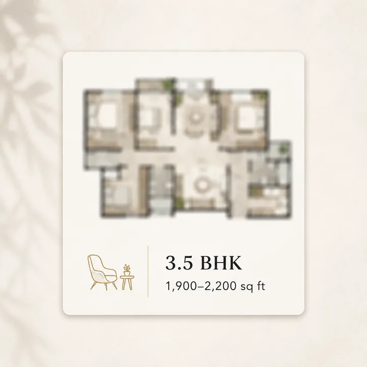 SNN Sarjapur Road 3.5 BHK apartment floor plan, indicative 1,900 to 2,200 sq ft